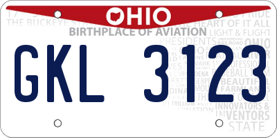 OH license plate GKL3123