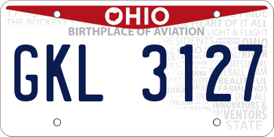 OH license plate GKL3127