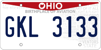 OH license plate GKL3133