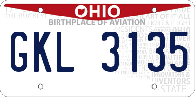 OH license plate GKL3135