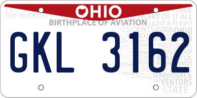 OH license plate GKL3162
