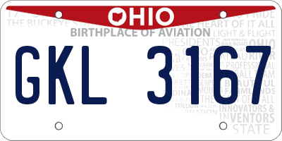 OH license plate GKL3167