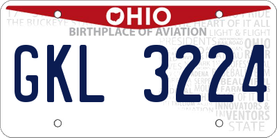 OH license plate GKL3224