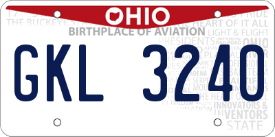 OH license plate GKL3240