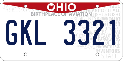 OH license plate GKL3321