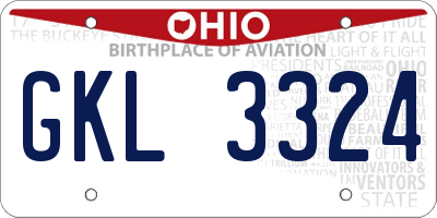 OH license plate GKL3324