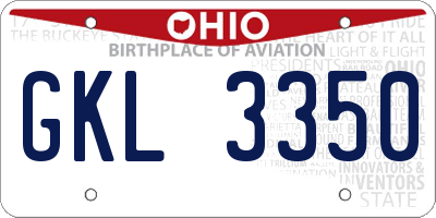 OH license plate GKL3350