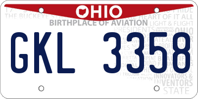 OH license plate GKL3358