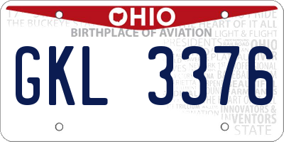 OH license plate GKL3376