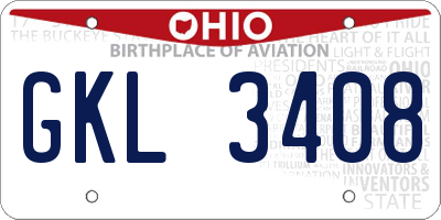 OH license plate GKL3408