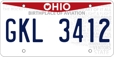 OH license plate GKL3412