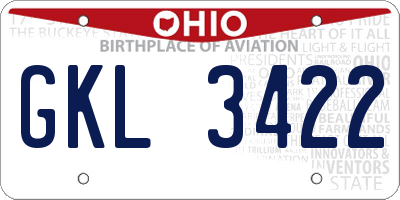 OH license plate GKL3422
