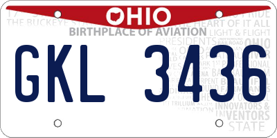OH license plate GKL3436