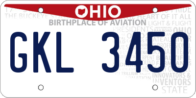 OH license plate GKL3450