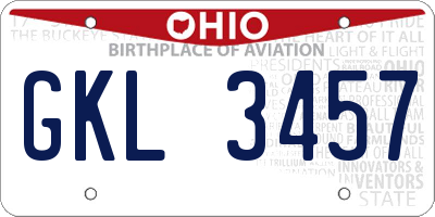 OH license plate GKL3457