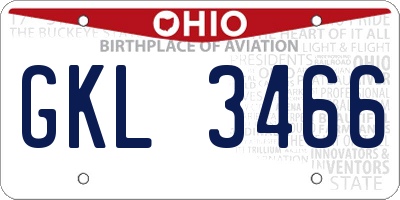 OH license plate GKL3466