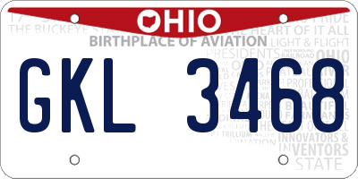 OH license plate GKL3468