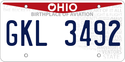 OH license plate GKL3492