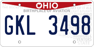 OH license plate GKL3498