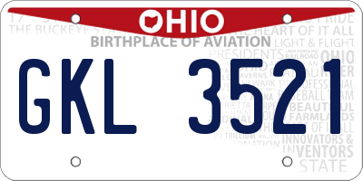 OH license plate GKL3521