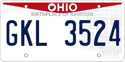 OH license plate GKL3524