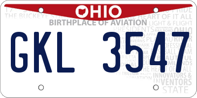 OH license plate GKL3547