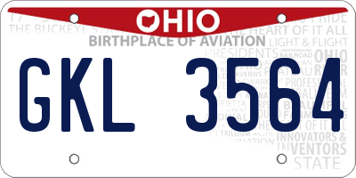 OH license plate GKL3564