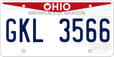 OH license plate GKL3566