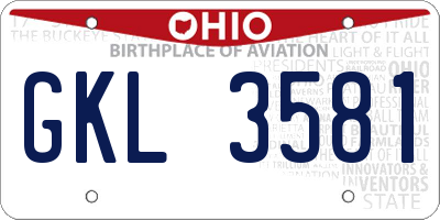 OH license plate GKL3581