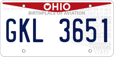 OH license plate GKL3651