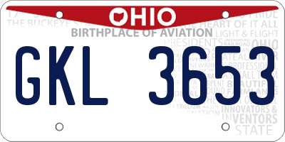 OH license plate GKL3653