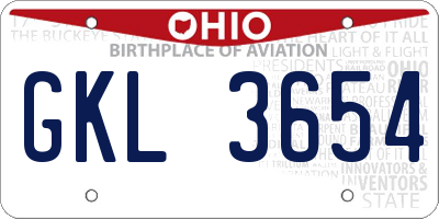 OH license plate GKL3654
