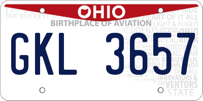 OH license plate GKL3657