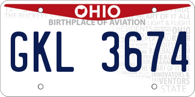 OH license plate GKL3674