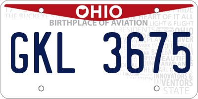 OH license plate GKL3675