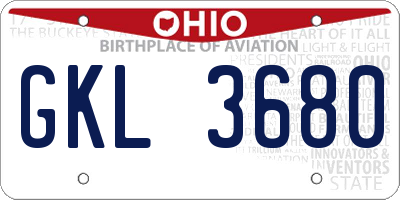 OH license plate GKL3680