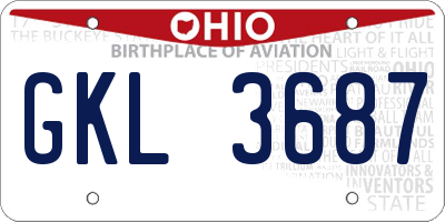 OH license plate GKL3687