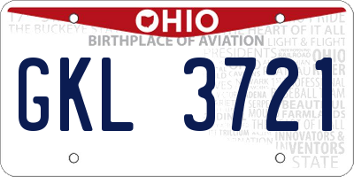OH license plate GKL3721