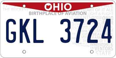 OH license plate GKL3724