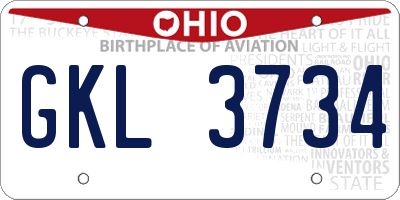 OH license plate GKL3734