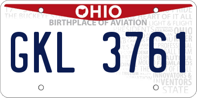 OH license plate GKL3761