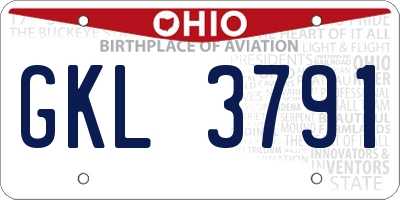 OH license plate GKL3791