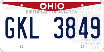 OH license plate GKL3849