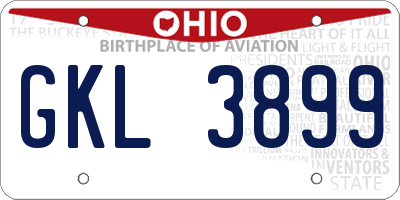 OH license plate GKL3899