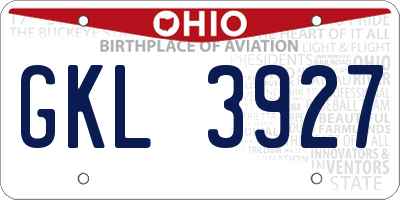 OH license plate GKL3927
