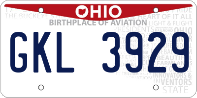 OH license plate GKL3929