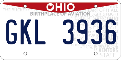 OH license plate GKL3936