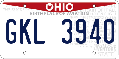 OH license plate GKL3940