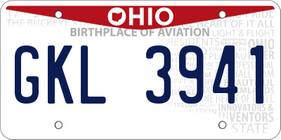 OH license plate GKL3941