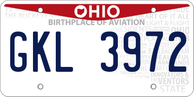 OH license plate GKL3972